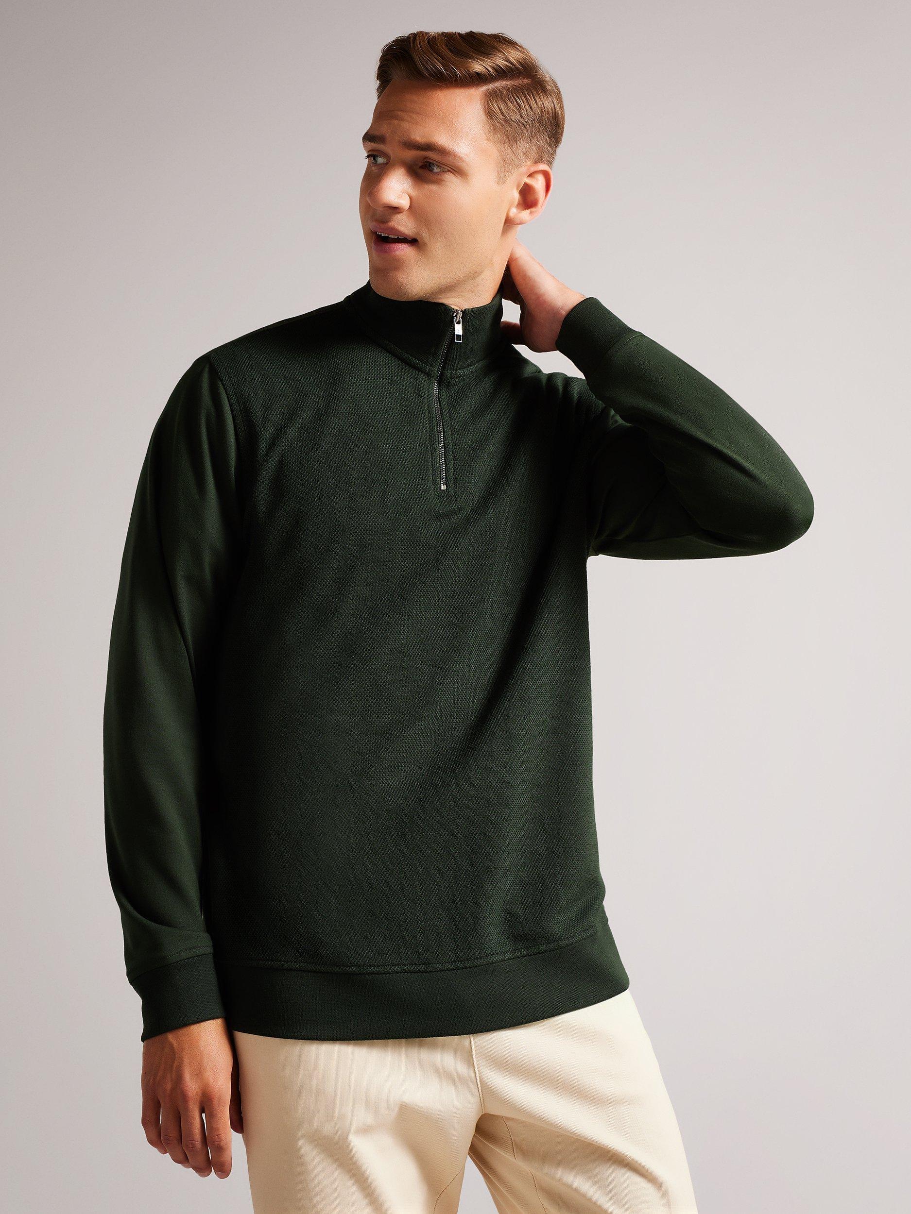 Ted Baker Sanot Long Sleeve Funnel Neck Jumper, Khaki