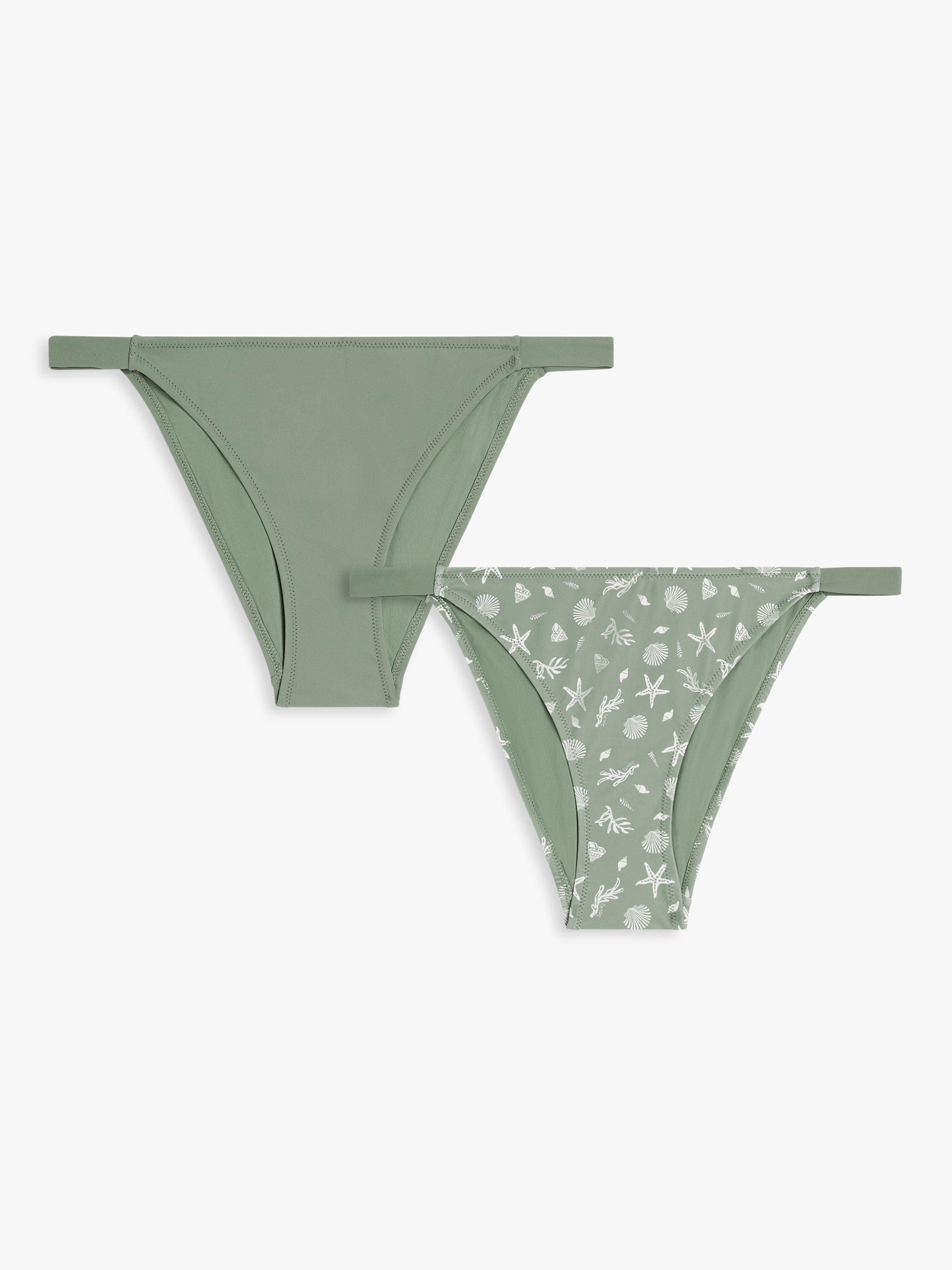 John Lewis ANYDAY Shell Bikini Bottoms, Pack of 2, Khaki
