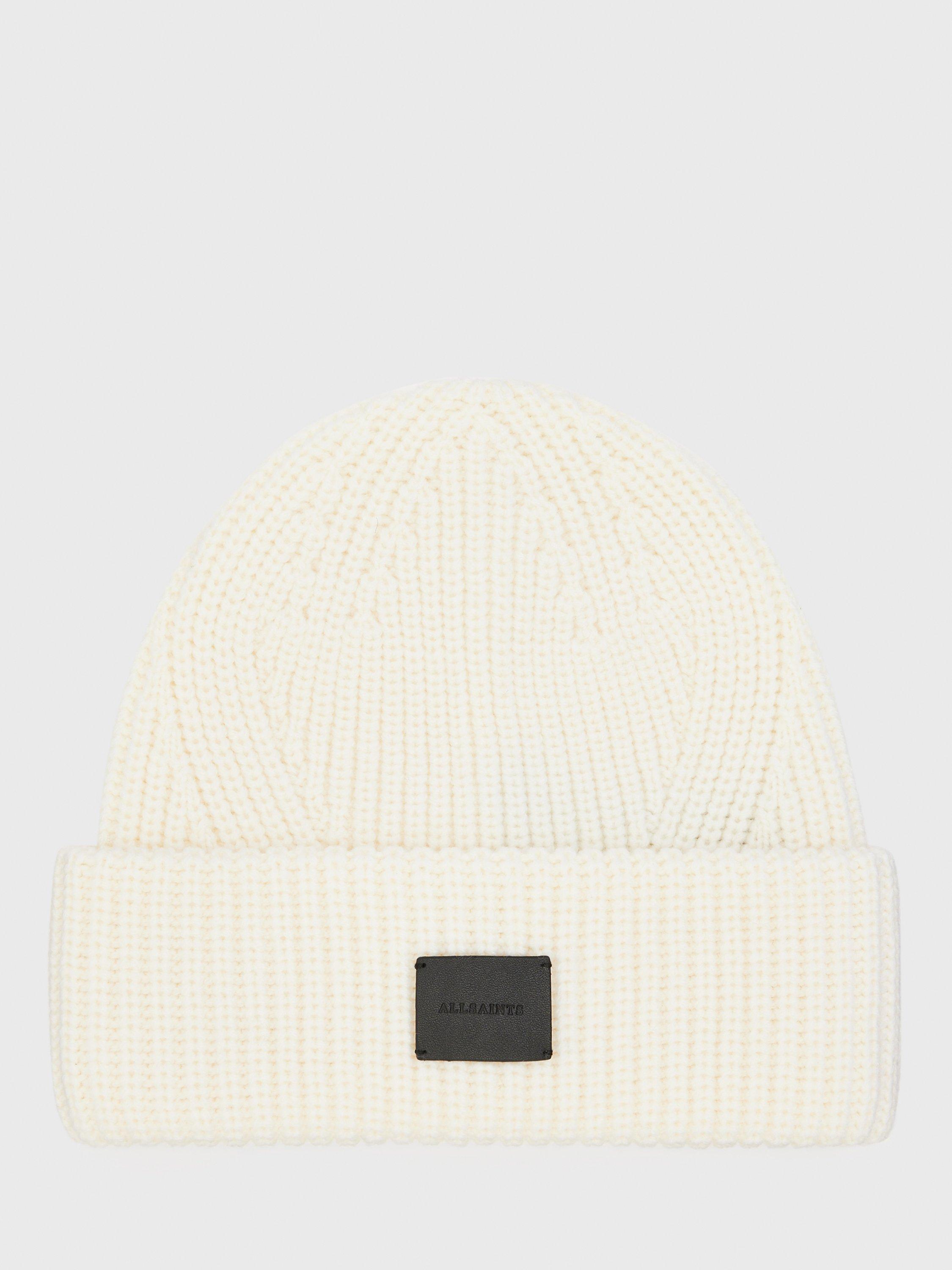 AllSaints Farren Wool Blend Beanie Hat, Ivory