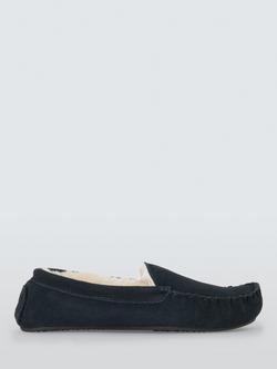 John Lewis Suede Moccasin Slippers, Navy, Navy