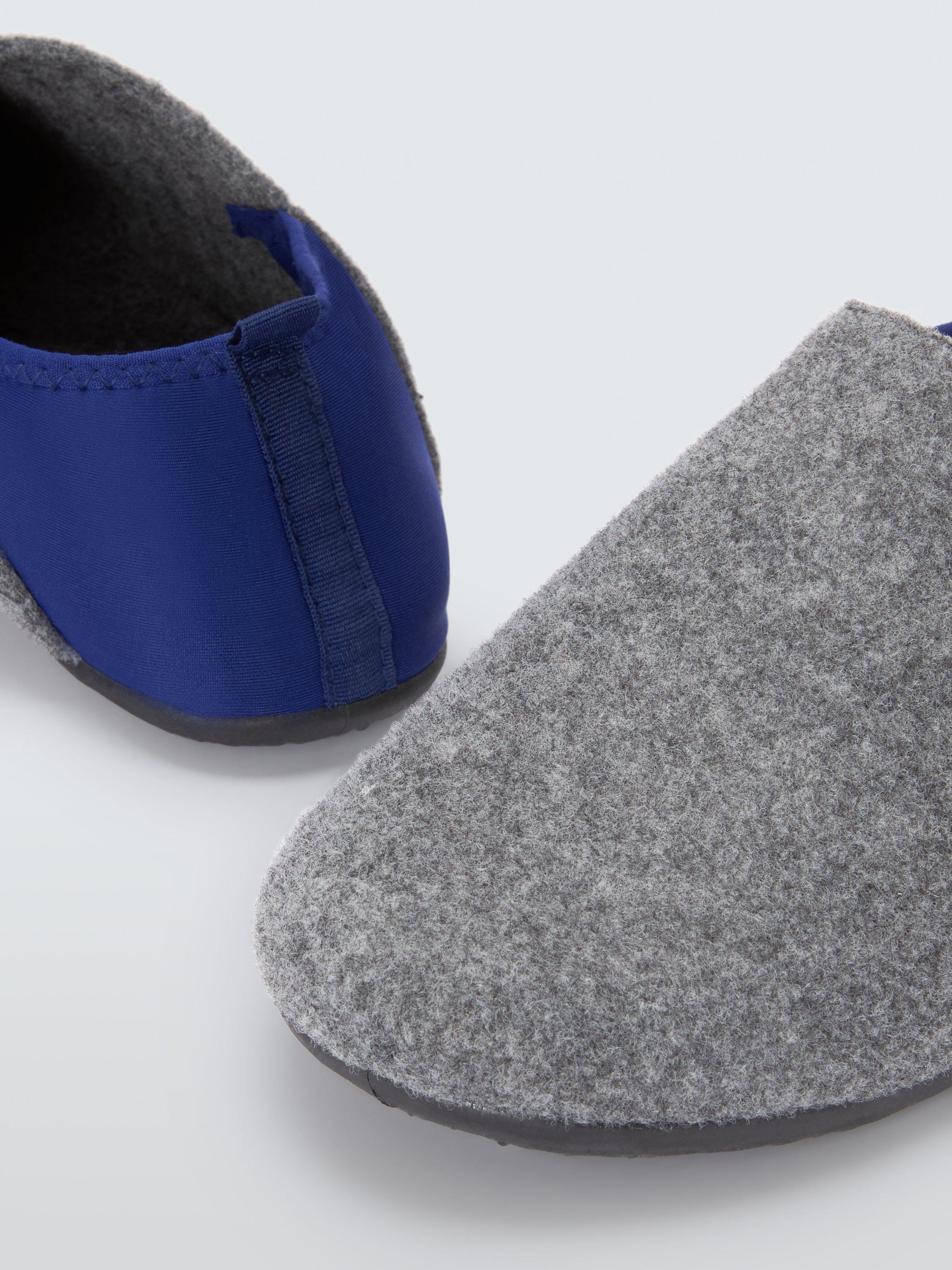 Product image 4 of 6, which shows John Lewis ANYDAY Full Felt Slippers, Blue/Grey, 7