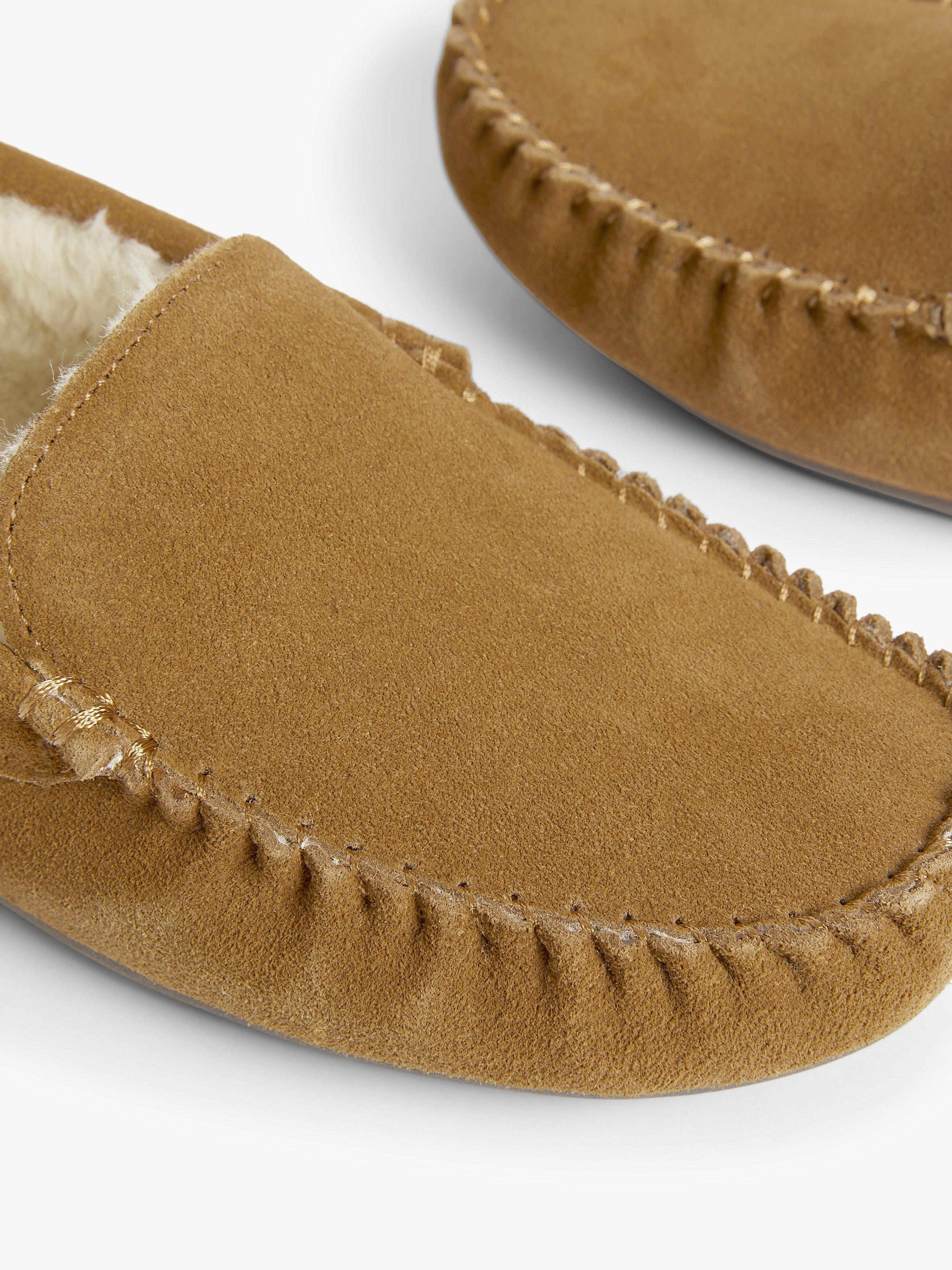 Product image 3 of 4, which shows John Lewis Suede Moccasin Slippers, Chestnut, 8