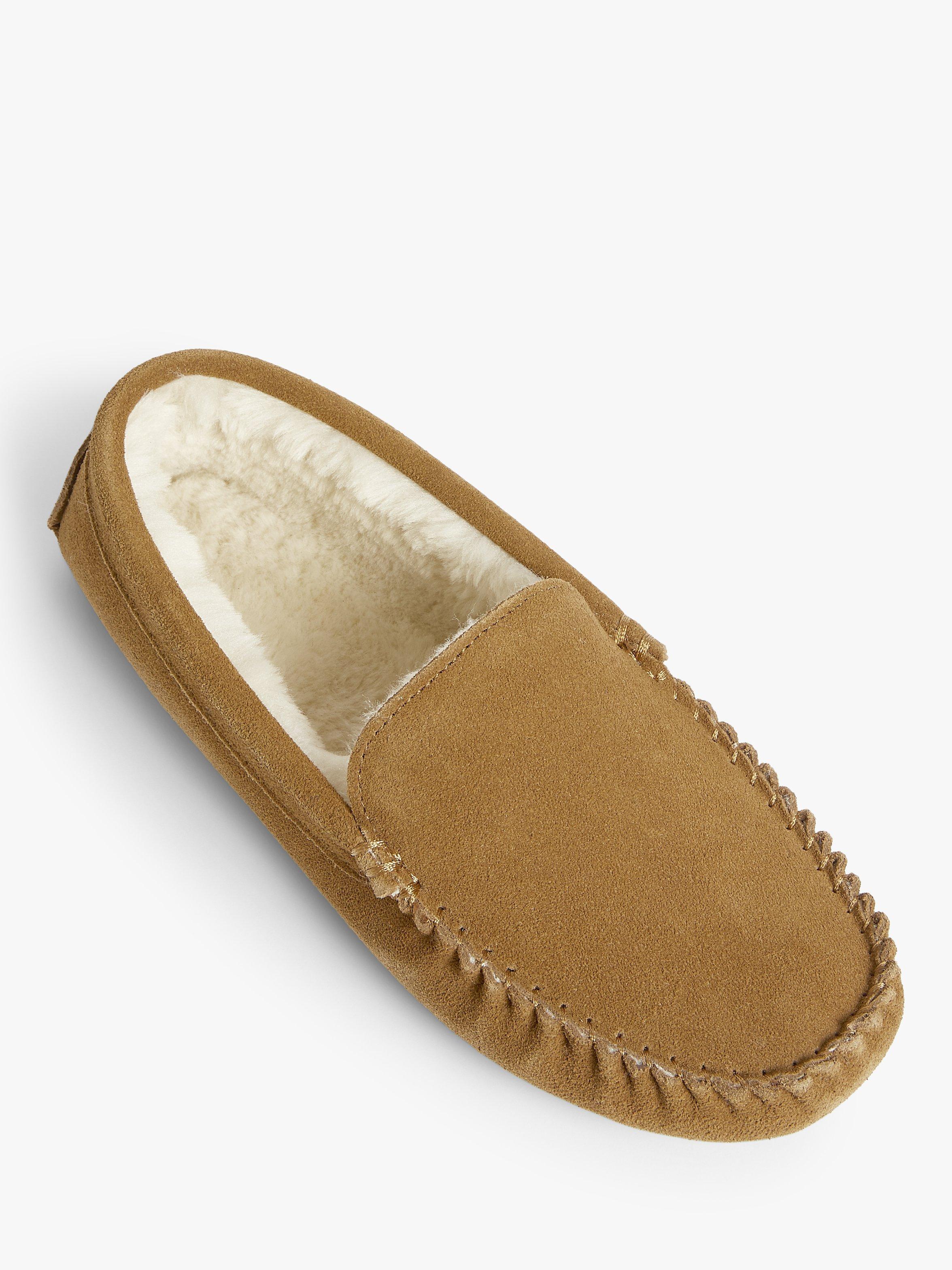 Product image 4 of 4, which shows John Lewis Suede Moccasin Slippers, Chestnut, 8
