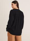 Phase Eight Kym V-Neck Textured Blouse, Black