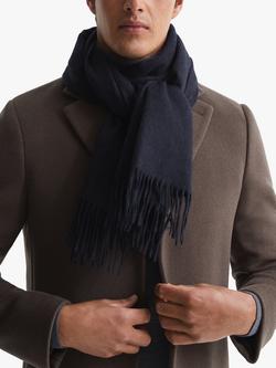 Reiss Picton Cashmere Blend Scarf - view 2, Navy
