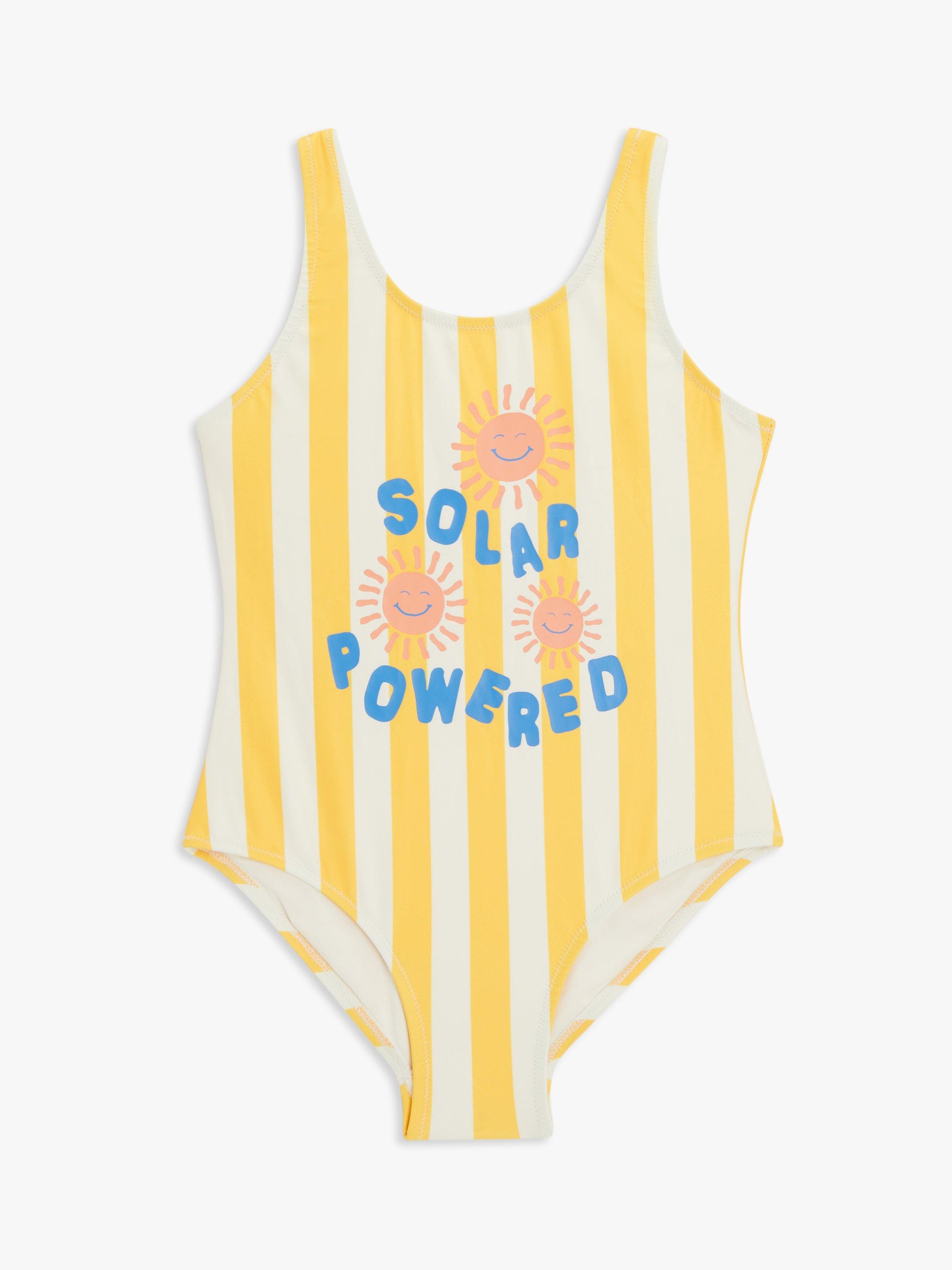 John Lewis ANYDAY Kids' Solar Powered Stripe Swimsuit, Yellow