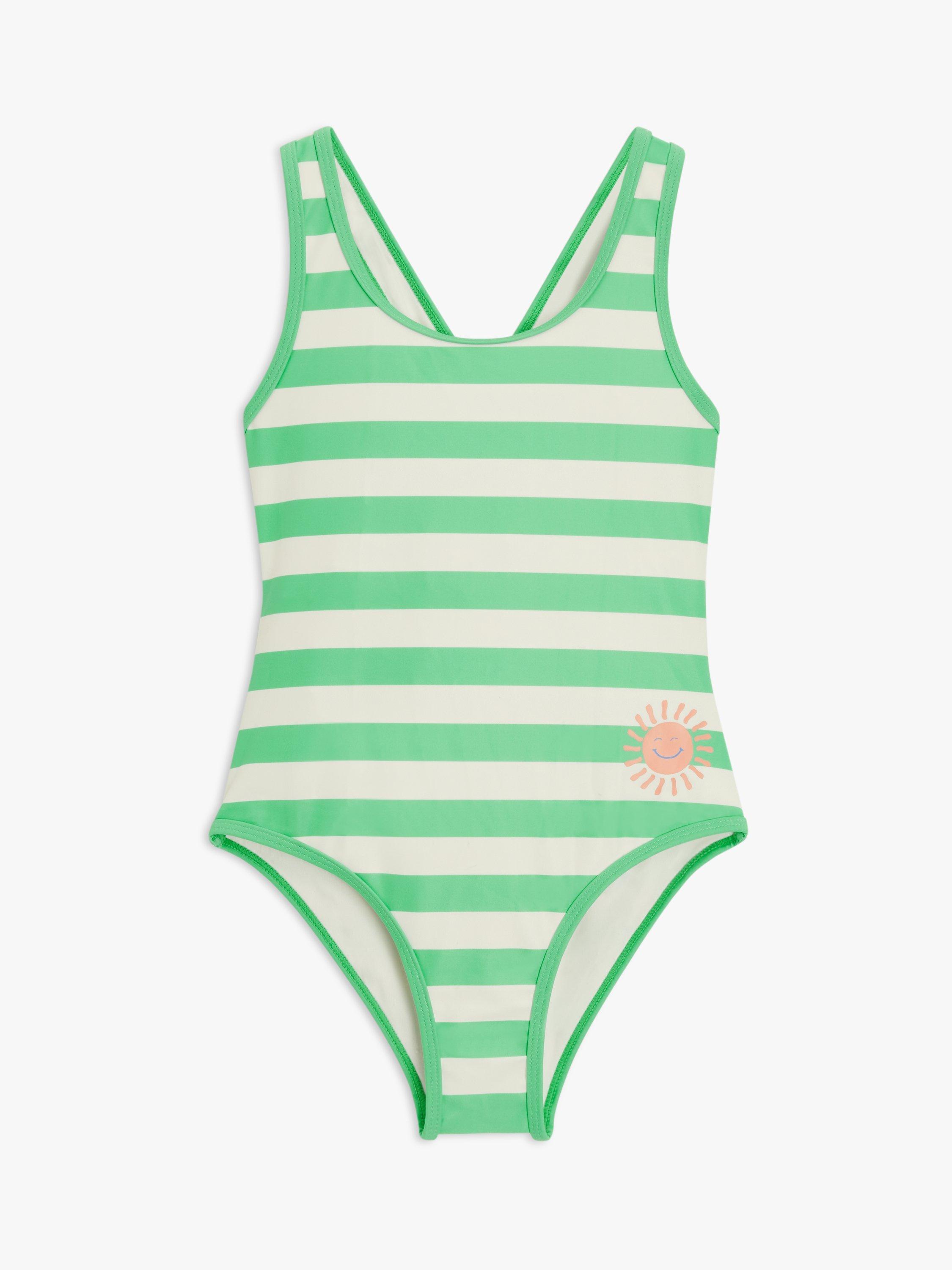 John Lewis ANYDAY Kids' Stripe Sun Swimsuit, Green
