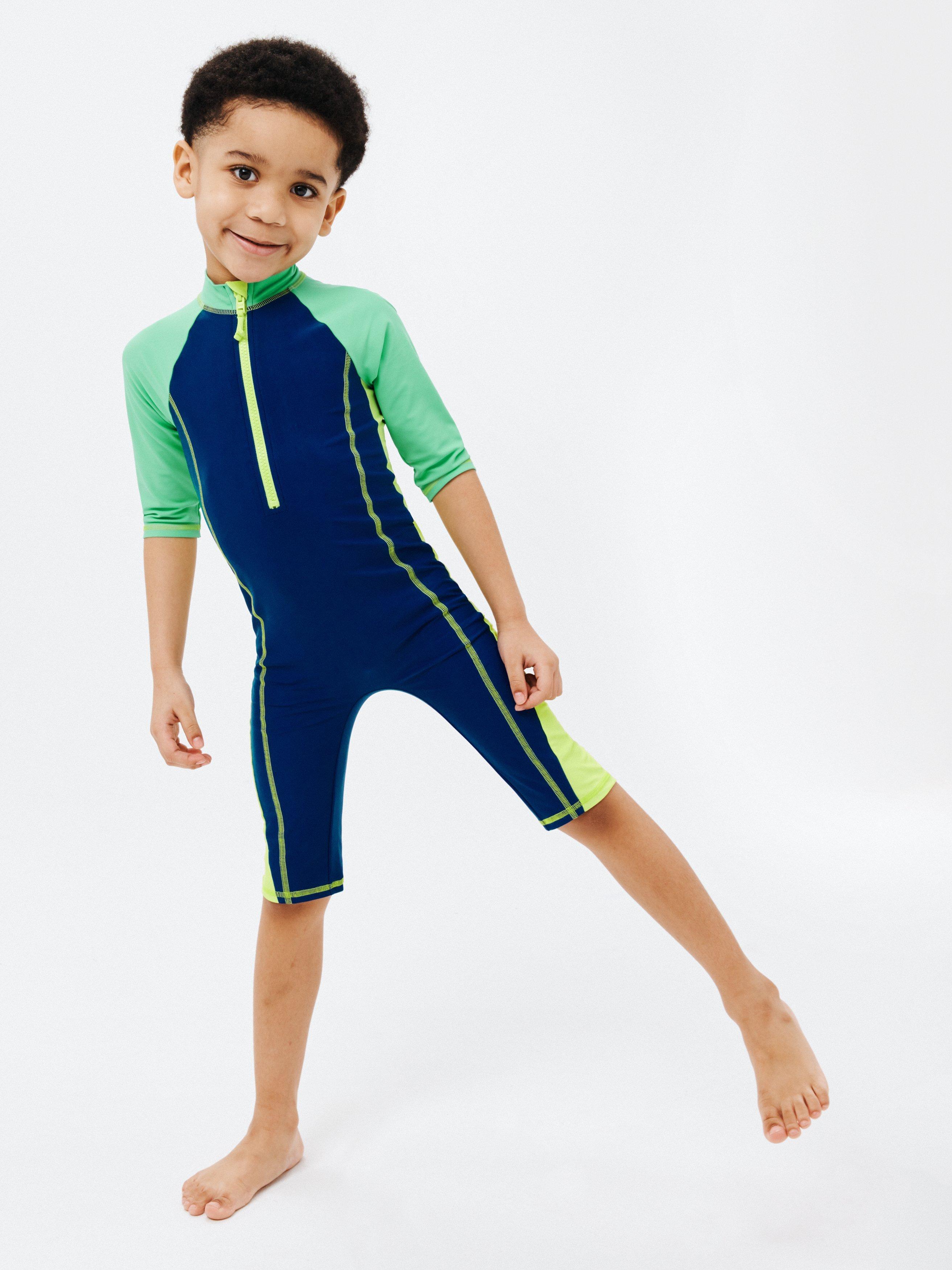 John Lewis Kids' Colour Block Sunpro Swimsuit, Multi