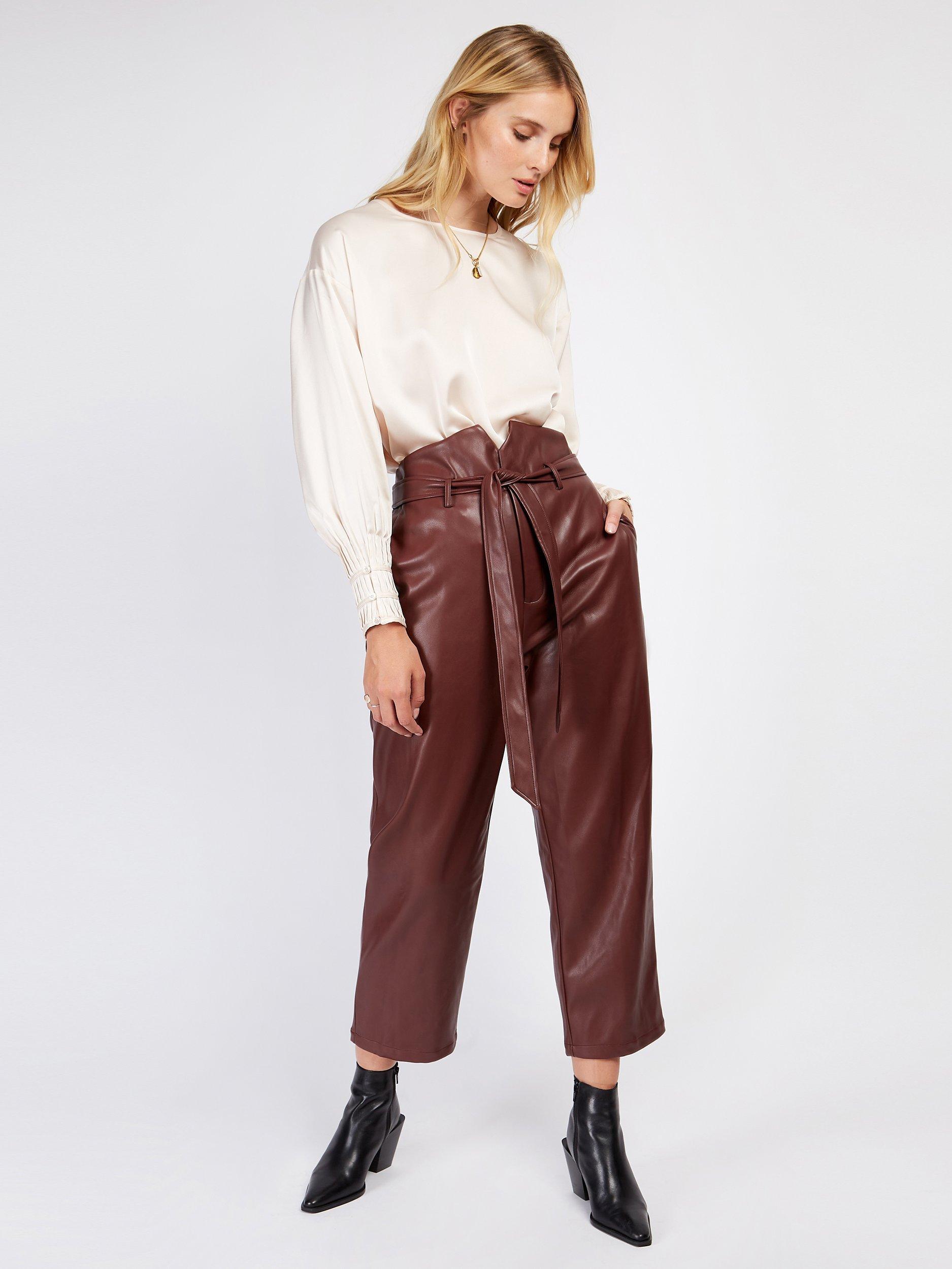 Somerset by Alice Temperley High Waist Faux Leather Trousers, Burgundy