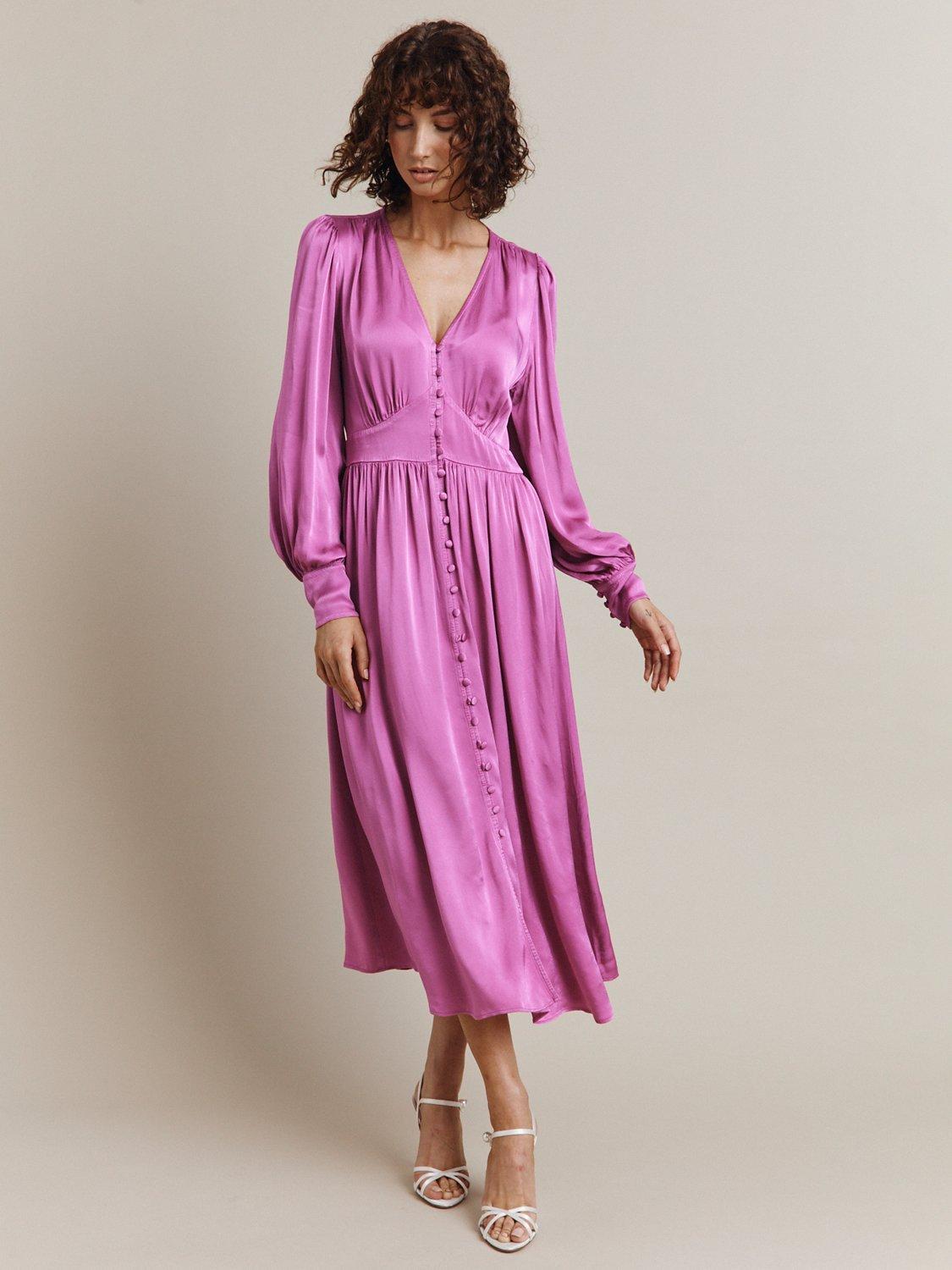 Ghost Letita Satin Midi Dress, Orchid