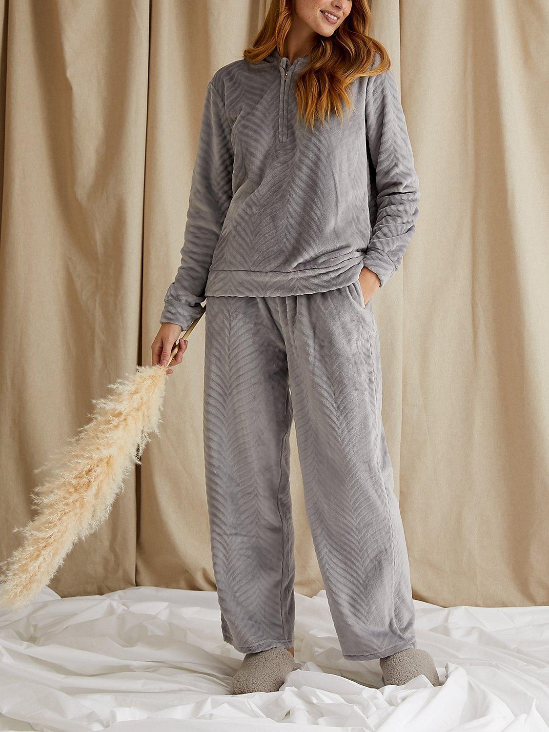 Product image 1 of 5, which shows Pretty You London Cosy Chevron Lounge Suit, Shale Grey, 10-12