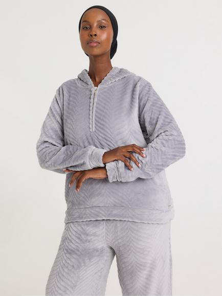 Pretty You London Cosy Chevron Lounge Suit, Shale Grey