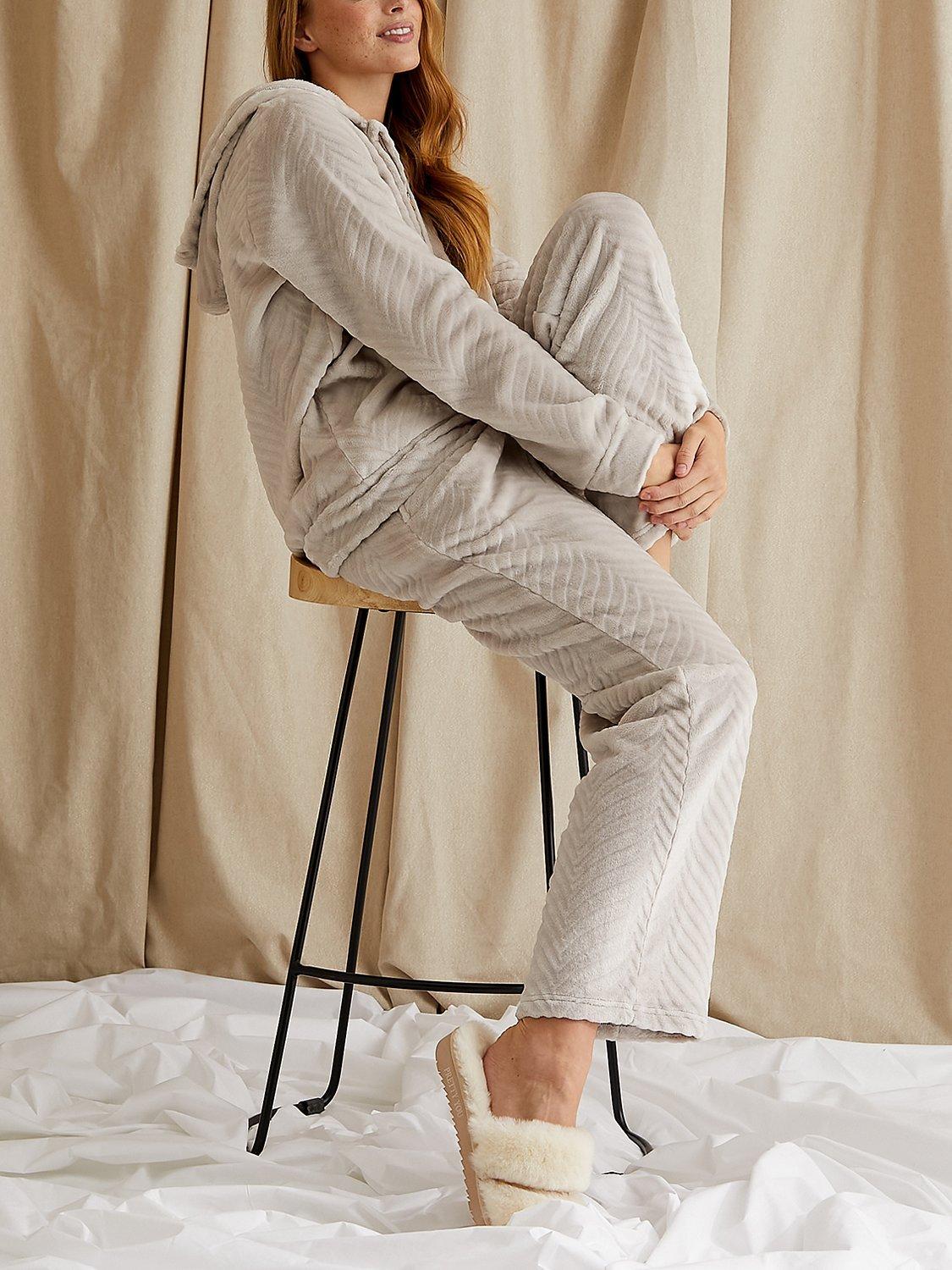 Product image 5 of 5, which shows Pretty You London Cosy Chevron Lounge Suit, Almond, 8-10