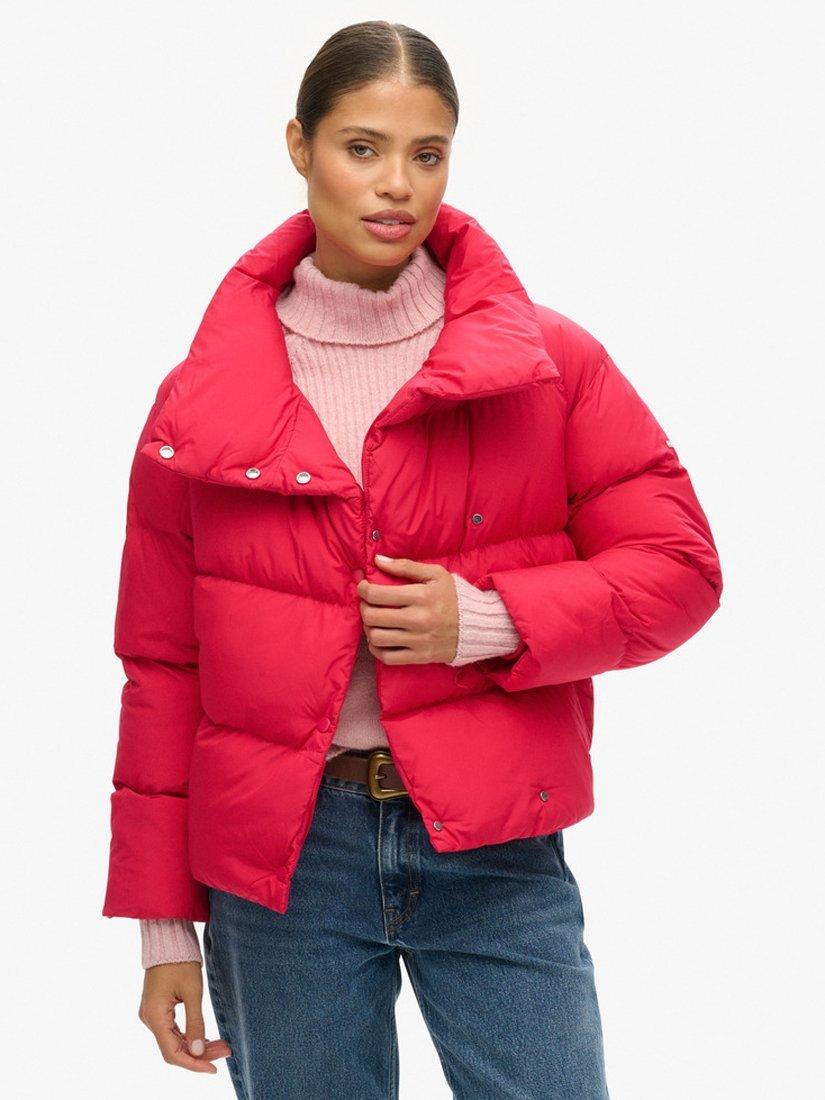 Superdry Short Down Puffer Coat Highland Berry