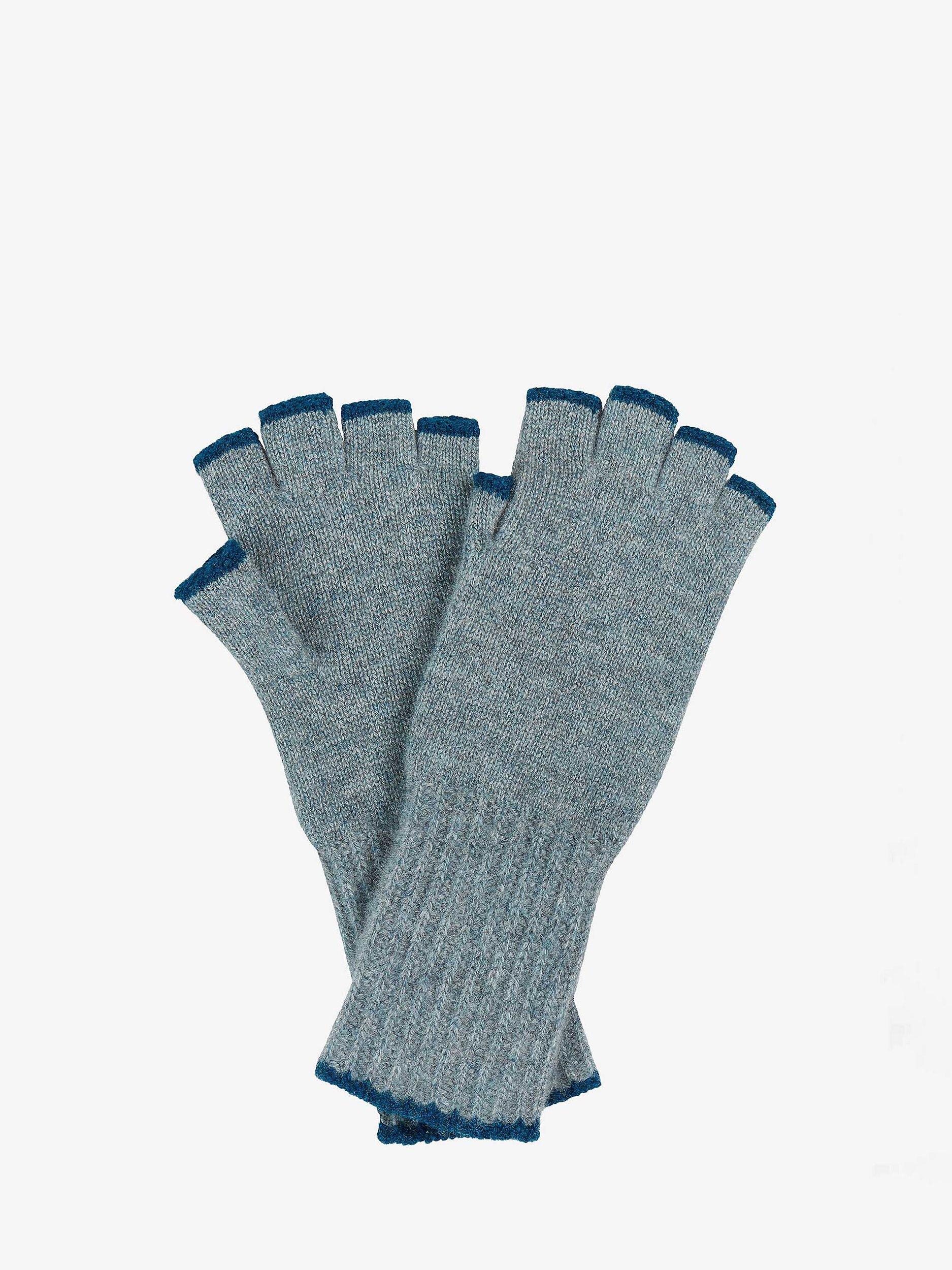 Brora Cashmere Fingerless Gloves, Mercury & Ocean, One Size