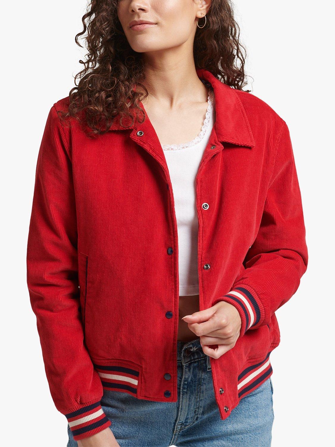Superdry Cord Coach Bomber Jacket, Red