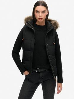 Superdry Everest Faux Fur Hooded Gilet, Black