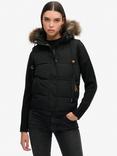 Superdry Everest Faux Fur Hooded Gilet, Black