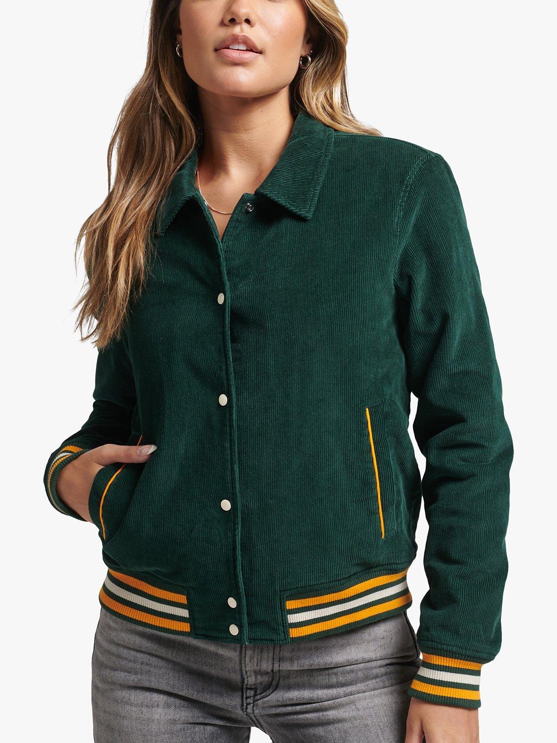 Superdry Cord Coach Bomber Jacket, Enamel Green