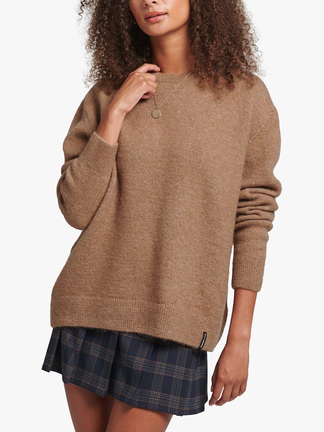 Superdry Essential Super Soft Crew Neck Jumper, Tan, 16