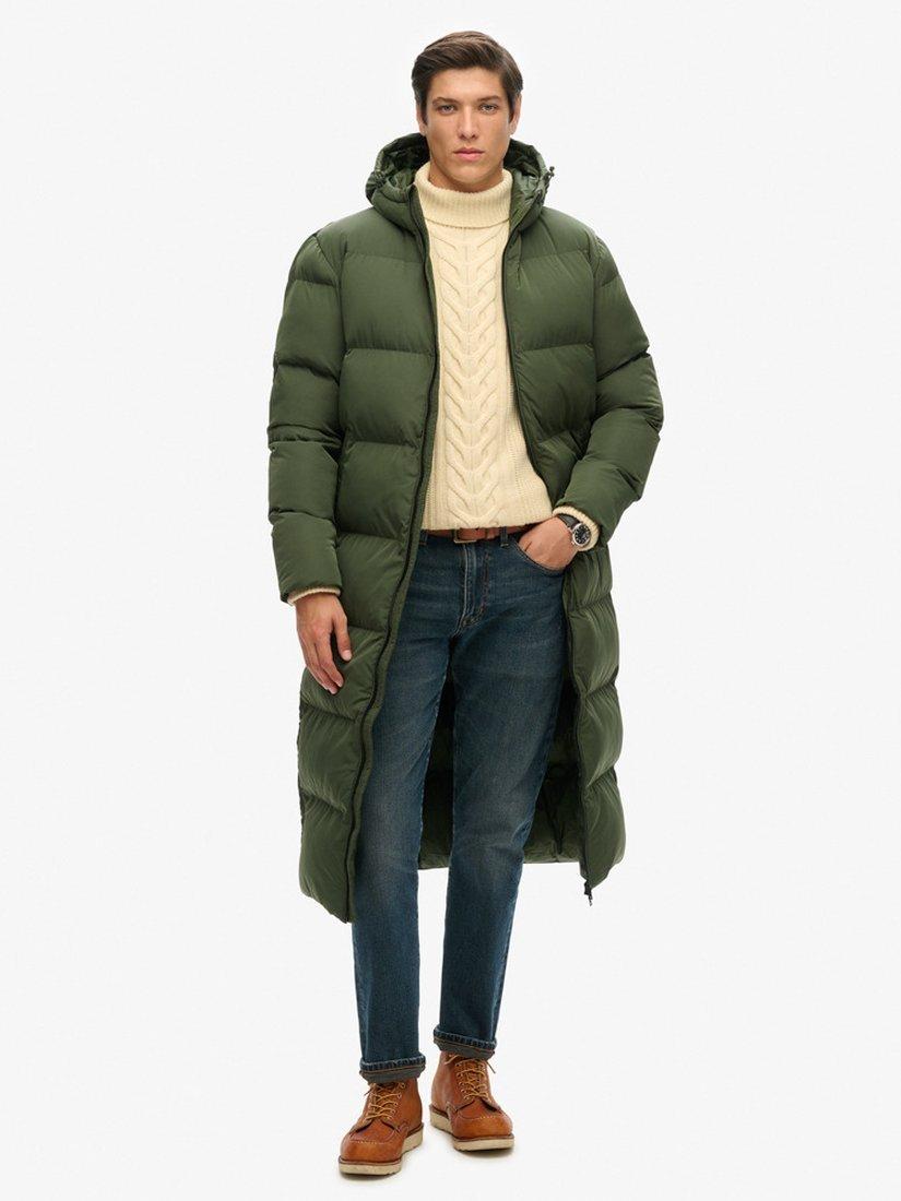 Superdry Extra Long Hooded Puffer Coat, Duffle Bag, S