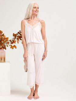 Pretty You London Lace Bamboo Cami Cropped Trouser Pyjama Set - view 2, Powder Puff
