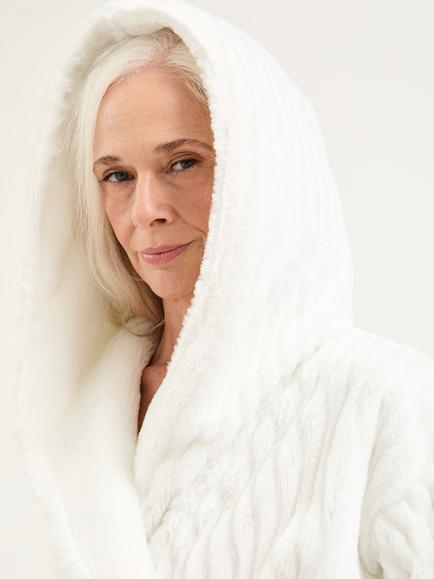 Pretty You London Stripe Textured Cloud Robe - view 2, Cream