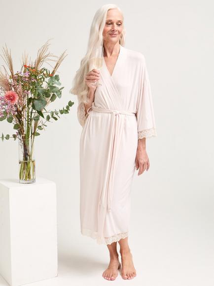 womens knee length dressing gown Elegant Polyester Bathrobe for Women