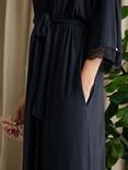 Pretty You London Bamboo Lace Kimono Robe, Raven