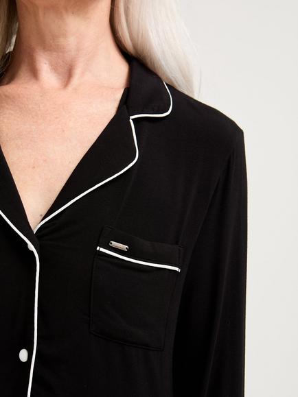 Pretty You London Piping Trim Bamboo Nightshirt - view 2, Black