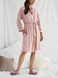 Pretty You London Piping Trim Kimono Sleeve Bamboo Dressing Gown, Pink