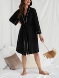 Pretty You London Piping Trim Kimono Sleeve Bamboo Dressing Gown