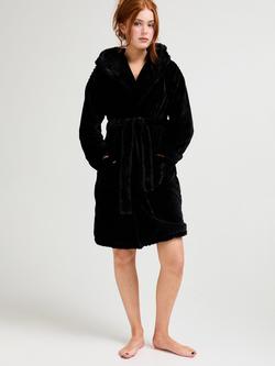 Pretty You London Cloud Hooded Robe, Black, Black