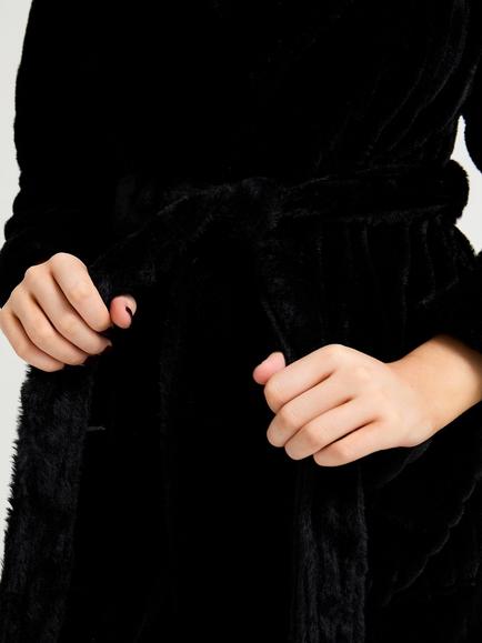 Pretty You London Cloud Hooded Robe, Black - view 2, Black