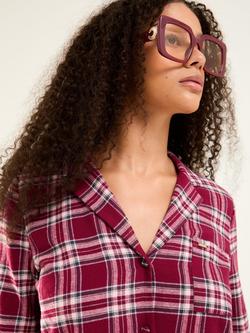 Pretty You London Brushed Cotton Plaid Nightshirt, Bordeaux - view 2, Bordeaux