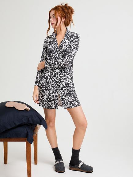 Pretty You London Bamboo Nightshirt, Luxe Leopard, Luxe Leopard