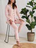 Pretty You London Piping Trim Bamboo Pyjamas, Pink