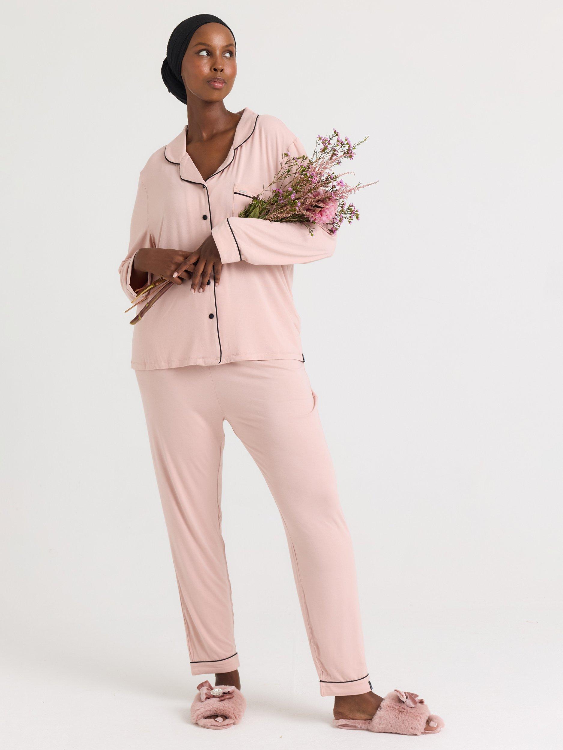 Product image 5 of 6, which shows Pretty You London Bamboo Long Pyjama Set, Pink, 8