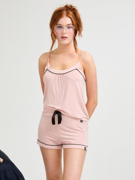 Pretty You London Bamboo Cami Short Pyjama Set, Pink