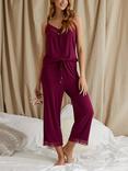 Pretty You London Lace Bamboo Cami Cropped Trouser Pyjama Set