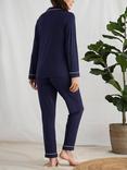 Pretty You London Piping Trim Bamboo Pyjamas, Midnight