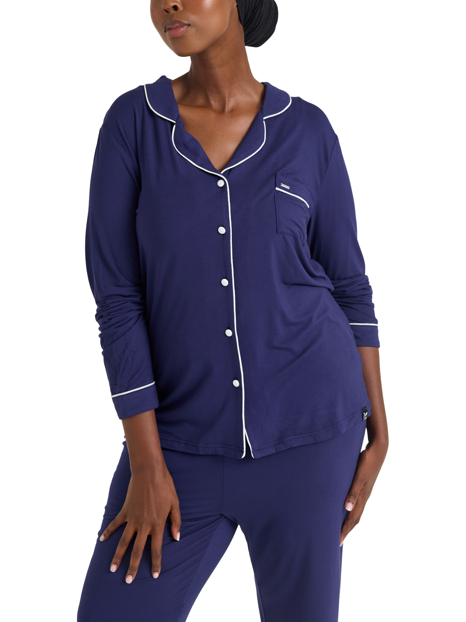Product image 6 of 7, which shows Pretty You London Bamboo Long Pyjama Set, Midnight, 8