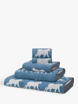 John Lewis Leopard Towels, Bluestone