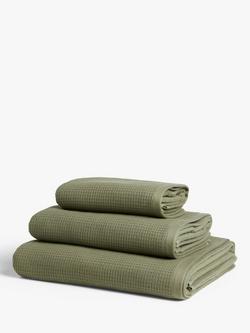 John Lewis Spa Waffle Towels, Avocado