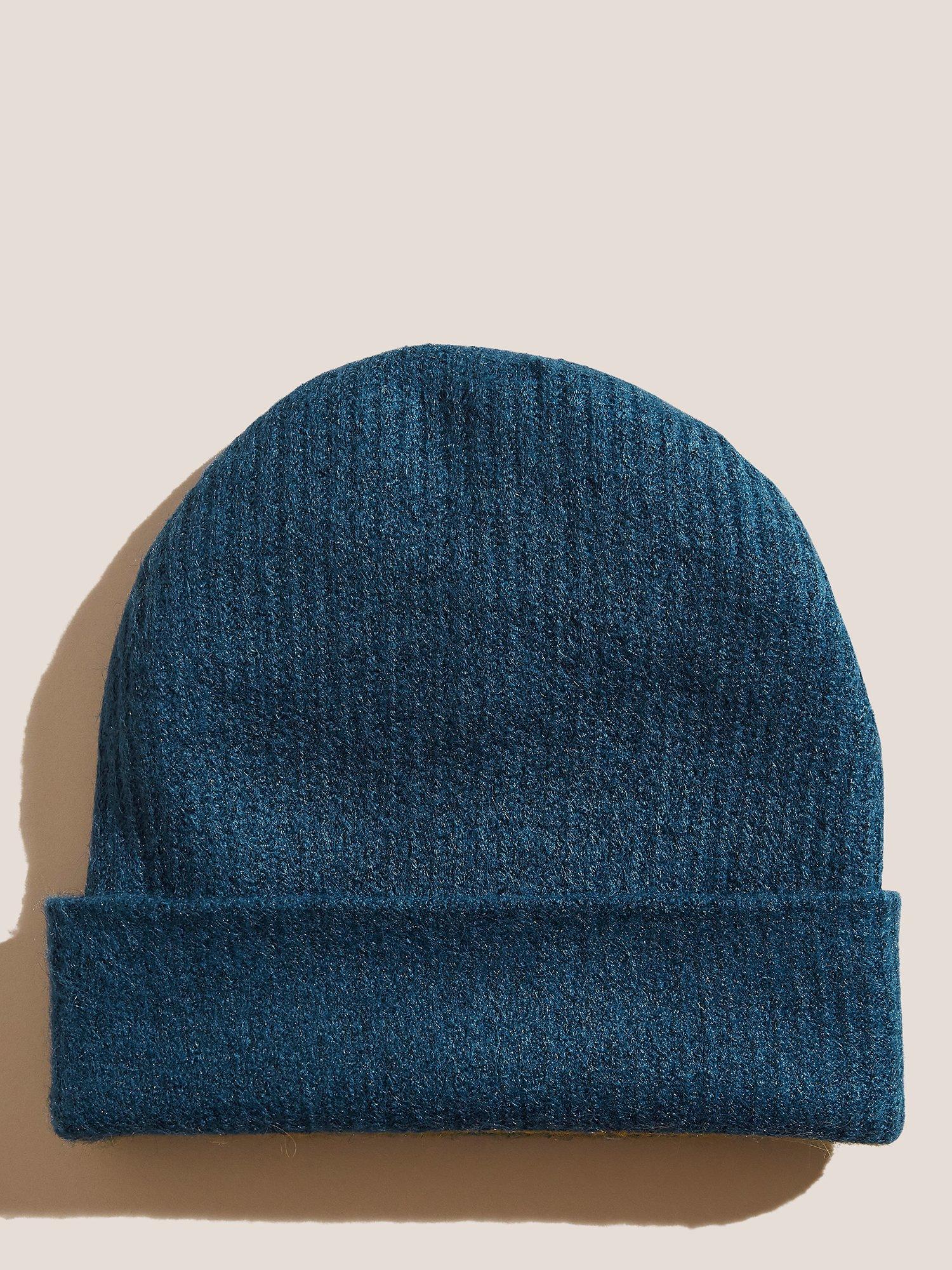 White Stuff Reversible Wool Blend Beanie Hat, Teal, One Size