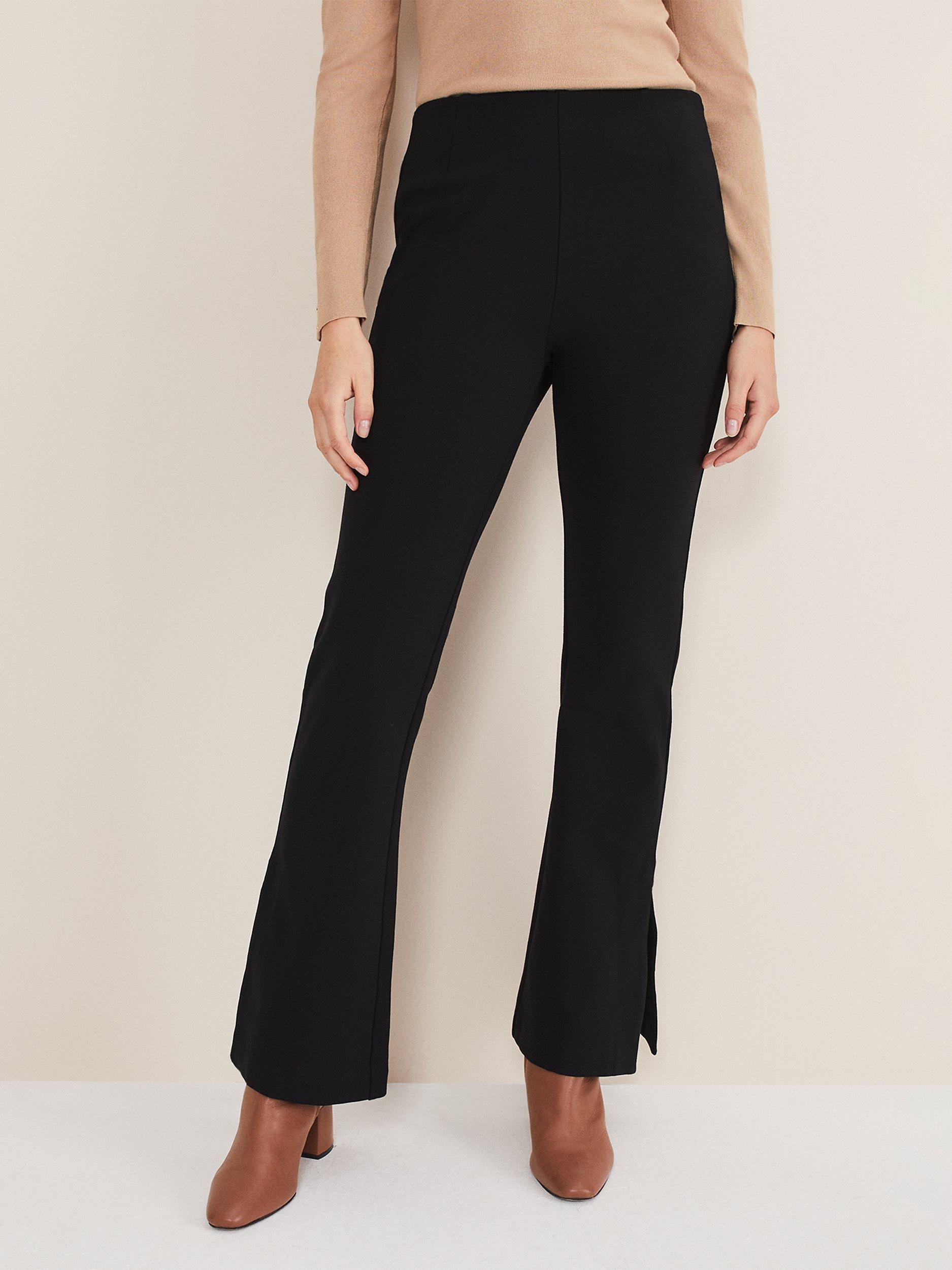 Phase Eight Ara Side Split Bootcut Trousers, Black