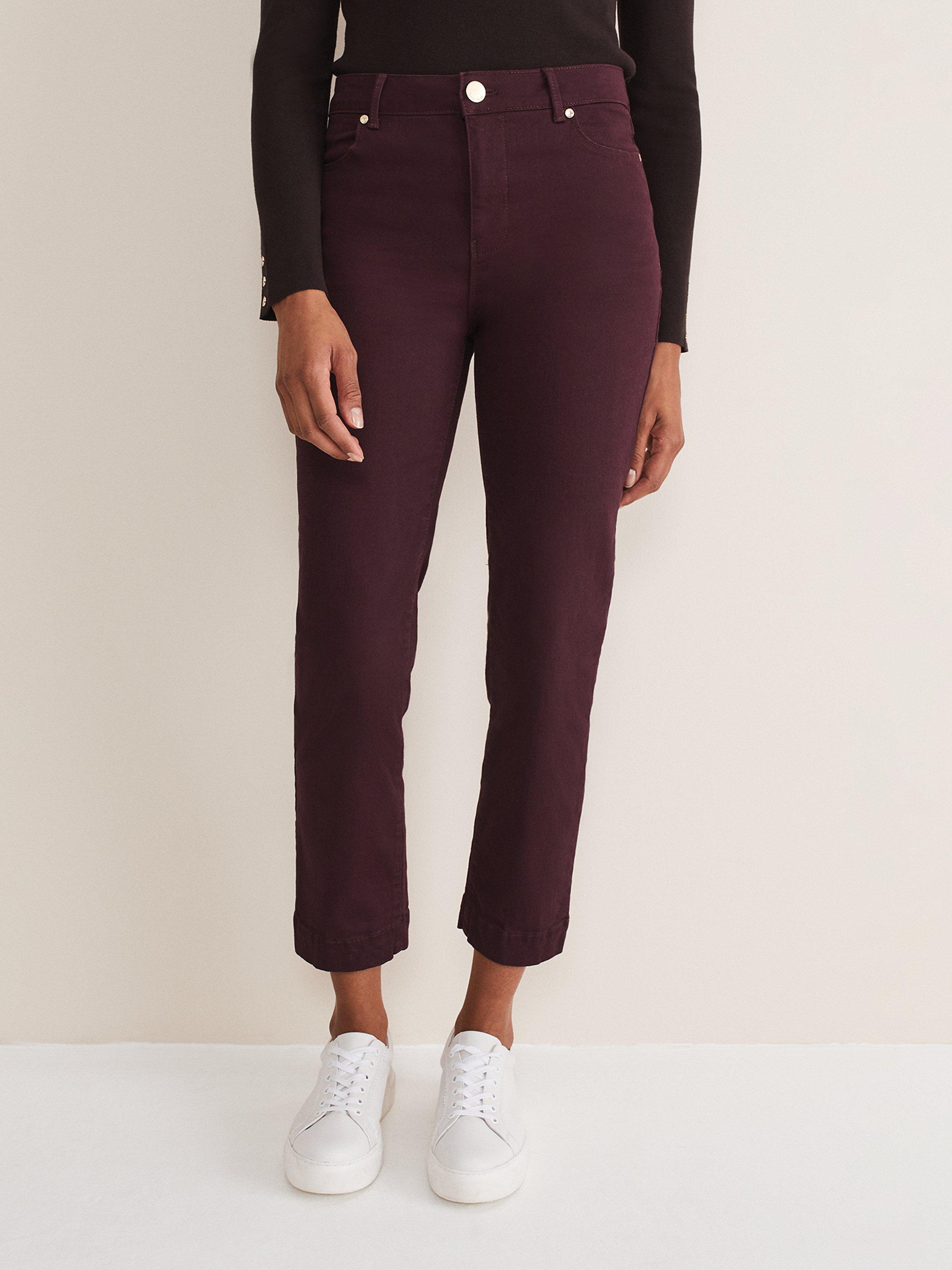 Phase Eight Ocha Cropped Straight Leg Jeans, Berry