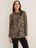 Phase Eight Nerissa Animal Print Top, Camel/Black