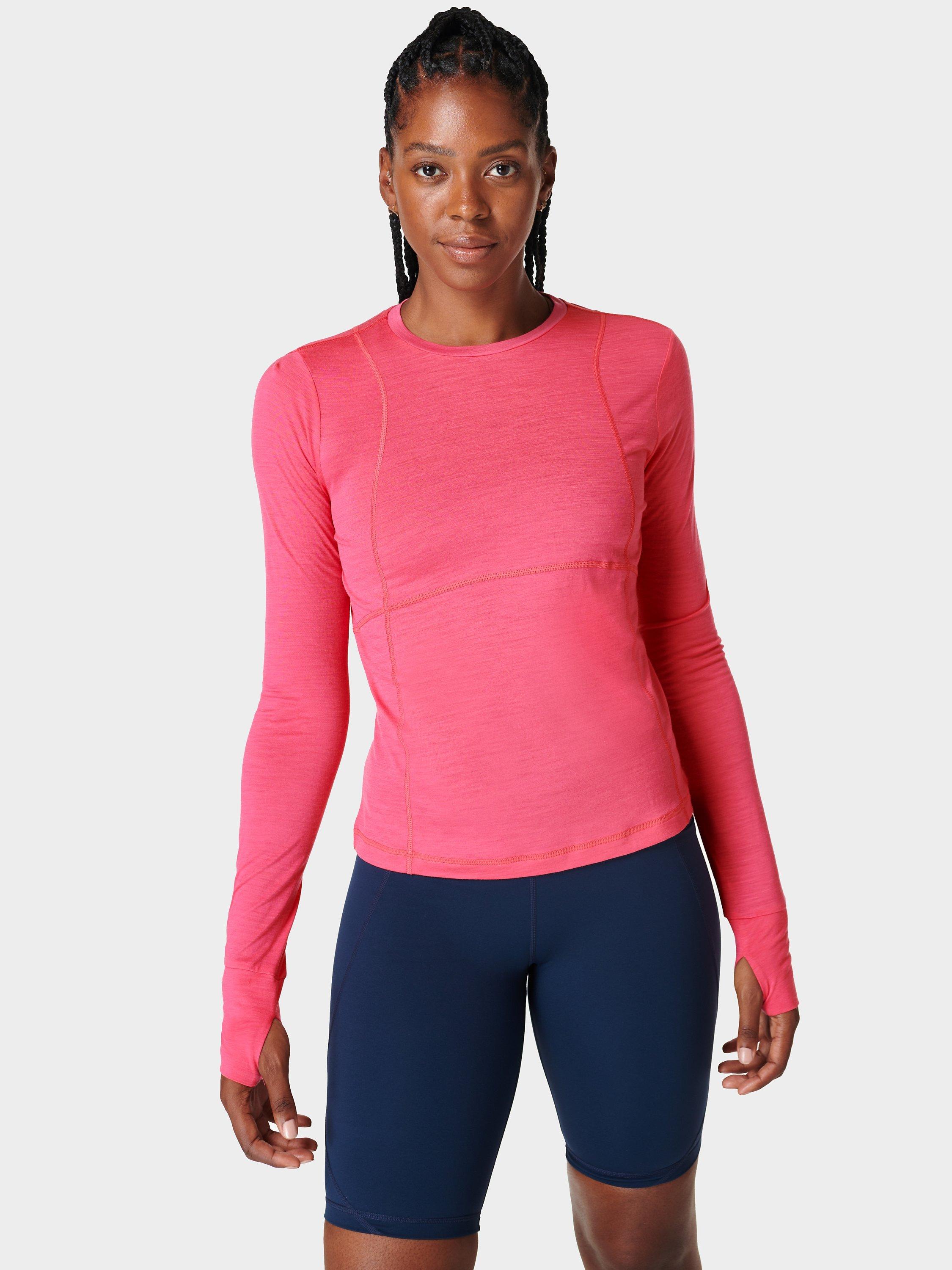 Sweaty Betty Trail Merino Long Sleeve Top, Odyssey Pink