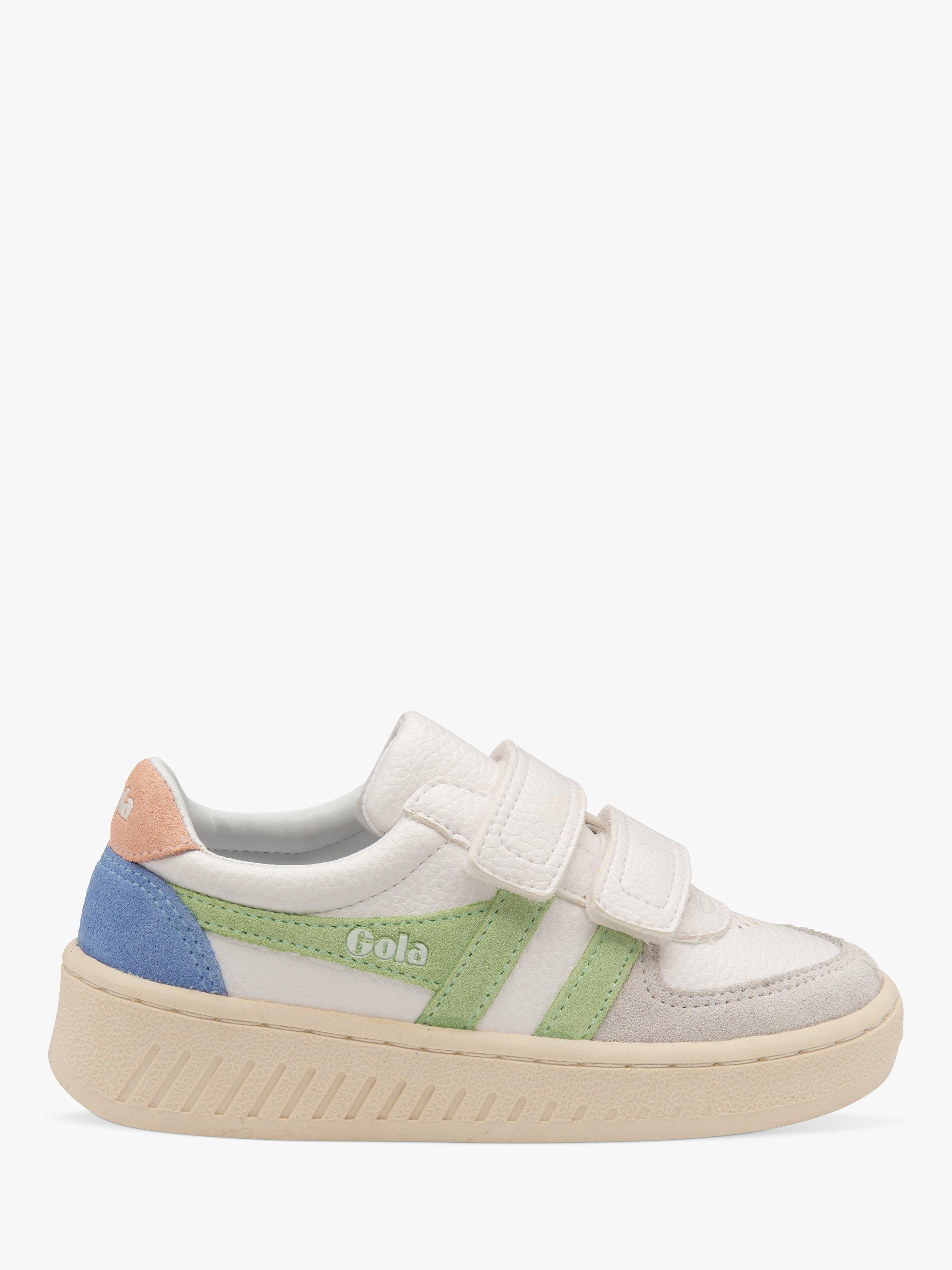 Gola Kids' Classics Grandslam Trident Riptape Trainers, White/Patina Green/Pearl Pink (wn)